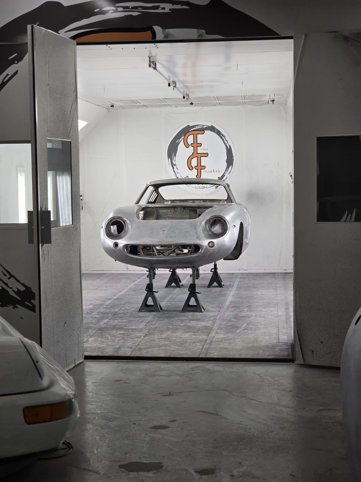 A view into the booth photographed for Fine Finishes Restoration