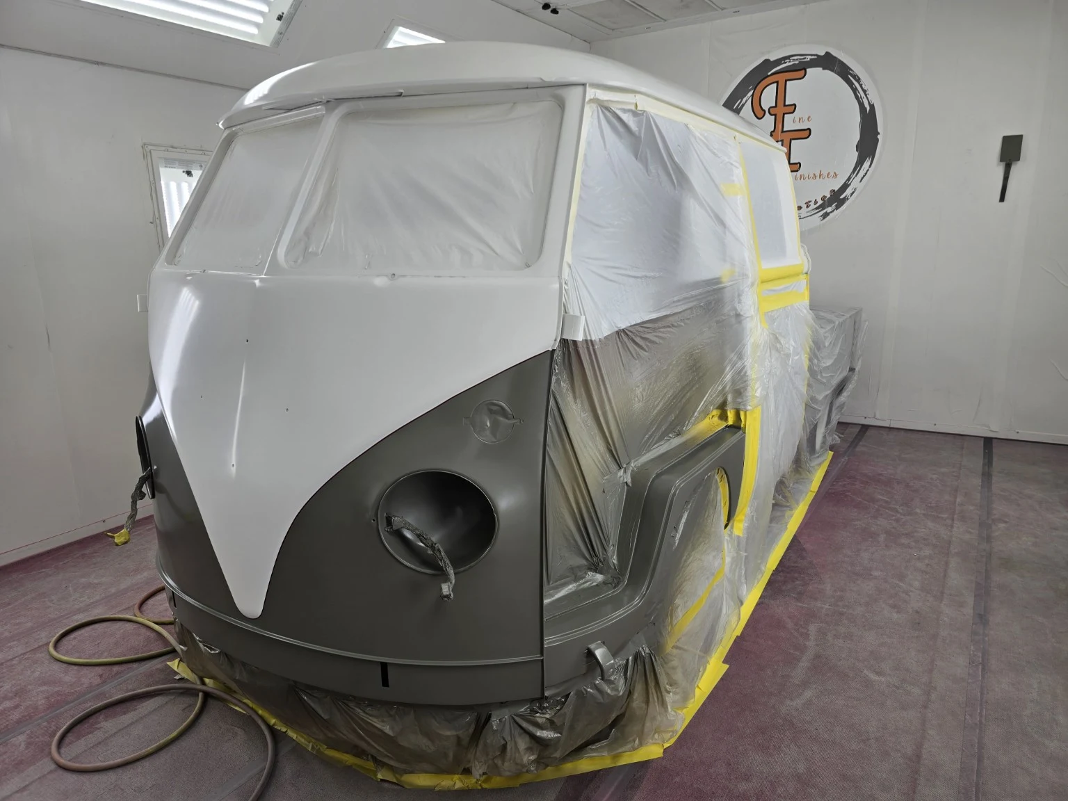Preparation in the booth photographed for Fine Finishes Restoration
