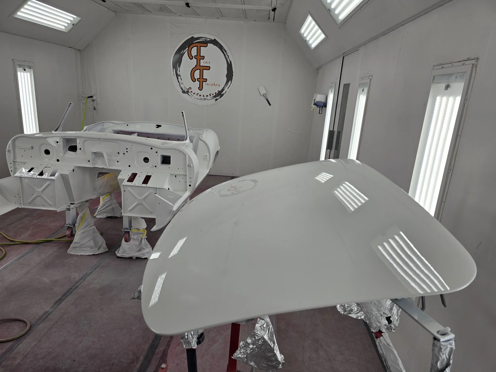 Inside the booth at Fine Finishes Restoration